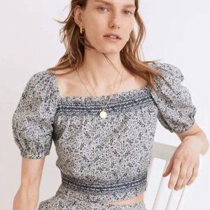 NWT Madewell Jeanette Florentine Blue Floral Top